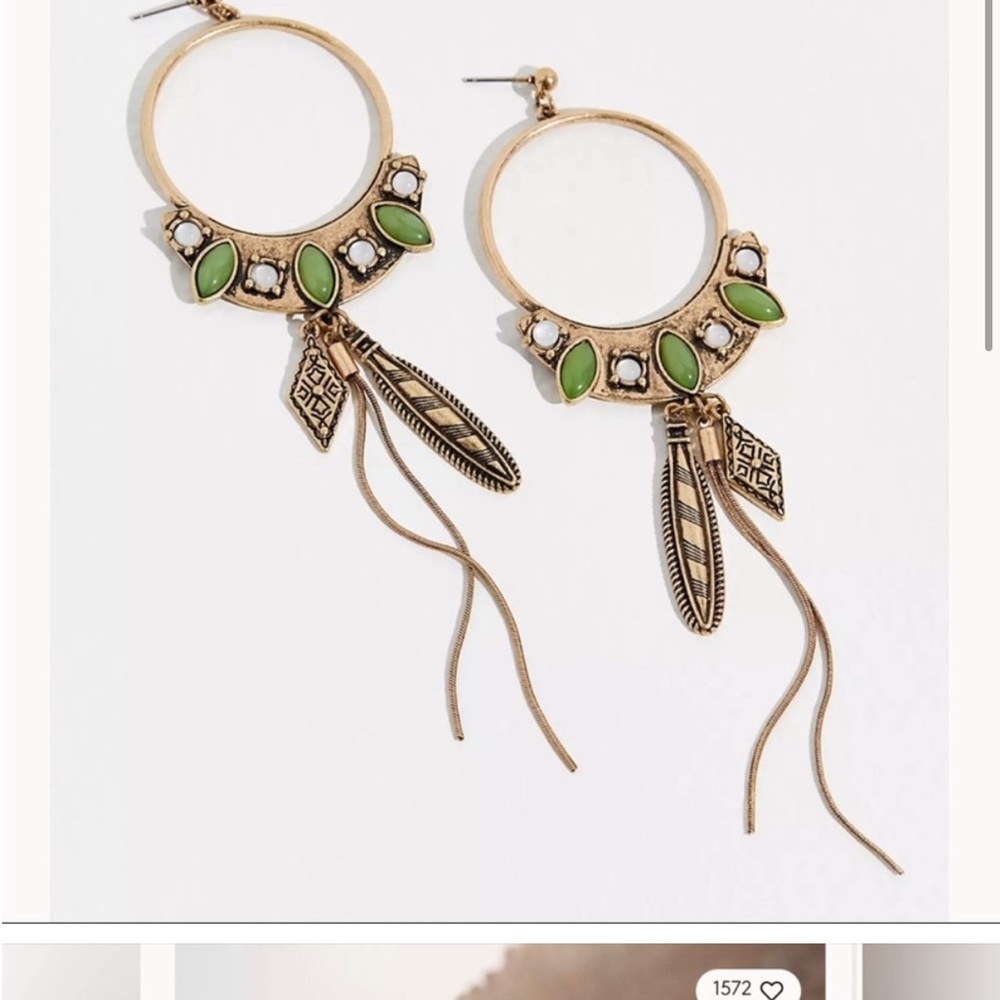Free People Gold and Green Earrings
